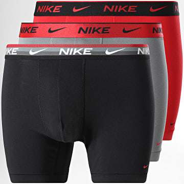 Nike - 3-pack Alledaagse Katoenen Stretch Boxers KE1007 Zwart Rood Grijs