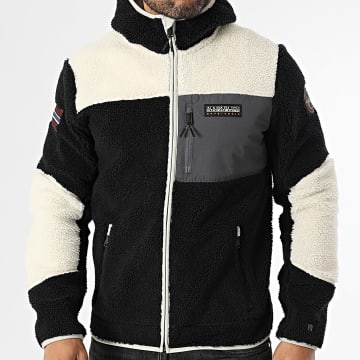 Napapijri - Fleecejacke mit Reißverschluss Yupik A4GNS Schwarz Hellbeige