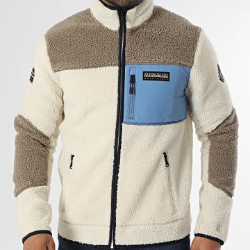 Napapijri - Yupik A4GNT Fleecejacke mit Reißverschluss Hellbeige Taupe Hellblau