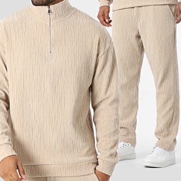 Uniplay - Conjunto Sudadera Cuello Zipper Y Pantalón Terciopelo C22 Beige