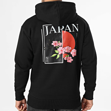 Black Industry - Felpa con cappuccio Japan 19 Nero Floreale