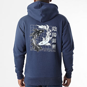 Black Industry - Felpa con cappuccio Japan 13 Blu Marino