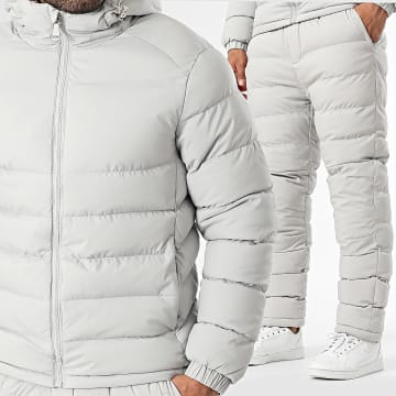 Classic Series - Conjunto de chaqueta y pantalón de plumón con capucha N41 Gris claro