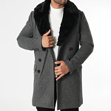 Frilivin - Abrigo A Cuello de Piel 85B Gris Anthracite