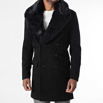 Frilivin - Abrigo a cuello de piel 85B Negro