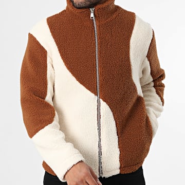 Frilivin - Chaqueta Polar Con Cremallera R37 Beige Claro Marrón