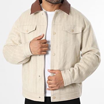 Frilivin - Chaqueta Botonada A Rayas B22 Beige