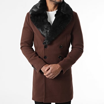 Frilivin - Abrigo A Cuello de Piel 85B Marrón