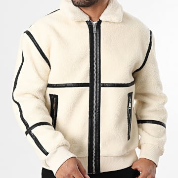 Frilivin - Chaqueta Zippée Sherpa M33 Beige Negro