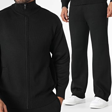 Frilivin - Conjunto Chaleco con Cremallera y Pantalón Punto 171 Negro