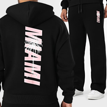 Luxury Lovers - Miami Palm Black Hooded Zip Sweat and Jogging Pants Set