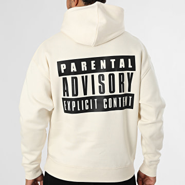 Parental Advisory - Felpa con cappuccio rilassata Big Logo Back Beige