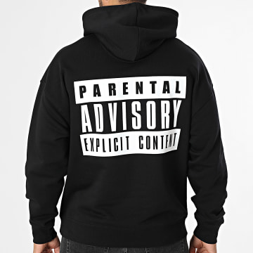 Parental Advisory - Felpa con cappuccio rilassata con grande logo sulla schiena, nero
