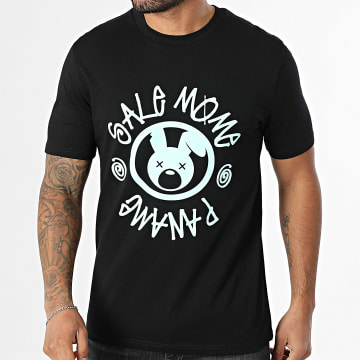 Sale Môme Paris - Tee Shirt Oversize Large Lapin Circle Crew Noir Vert Menthe