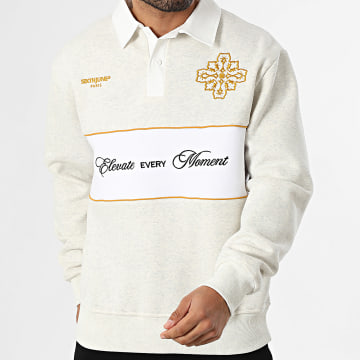Sixth June - Sudadera con cuello abotonado 747 Beige Melange Dorado