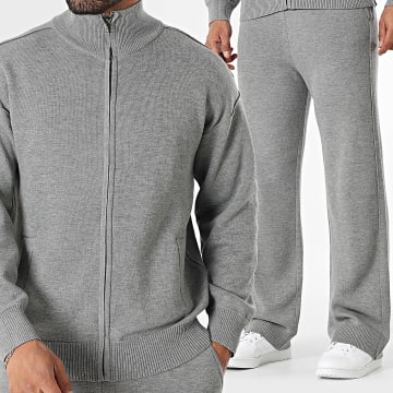 Frilivin - Conjunto Chaleco con Cremallera y Pantalón de Punto 171 Gris