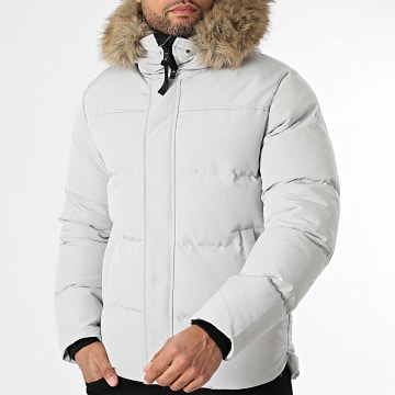 Frilivin - Plumífero con capucha de piel sintética X52 Gris Claro