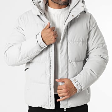Classic Series - Casaco de penas com capuz A56 Cinza Claro