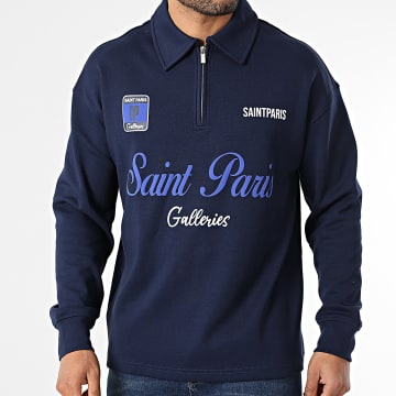 Ikao - Sweat Col Zippé 635 Bleu Marine