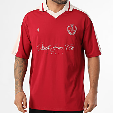 Sixth June - Polo de Mangas Cortas con Rayas 855 Burdeos Beige Claro