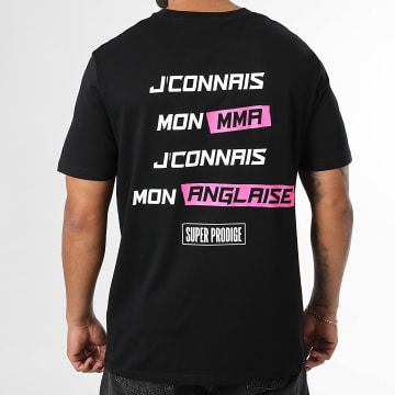 Super Prodige - Tee Shirt Oversize Large J'connais Negro Blanco Rosa Fluo