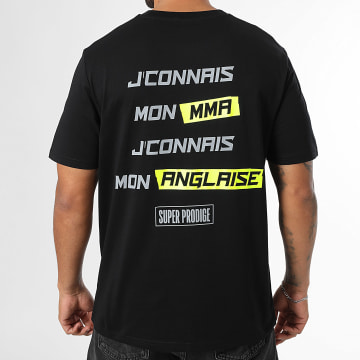 Super Prodige - Tee Shirt Oversize Large J'connais Negro Gris Amarillo Fluo