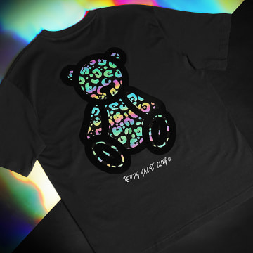 Teddy Yacht Club - Maglietta Rainbow Cheetah nera