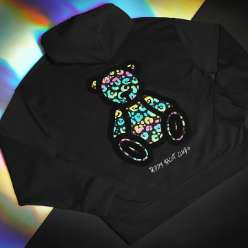 Teddy Yacht Club - Sweat Capuche Relaxed Rainbow Cheetah Noir
