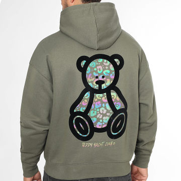 Teddy Yacht Club - Sweat Capuche Relaxed Rainbow Cheetah Vert Kaki
