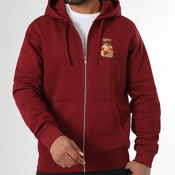 Teddy Yacht Club - Sweat Zippé Capuche Small Cash Is King Throne Bordeaux