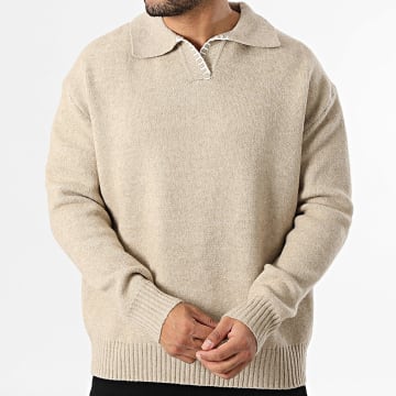 Frilivin - Jersey con cuello en V 003 beige jaspeado