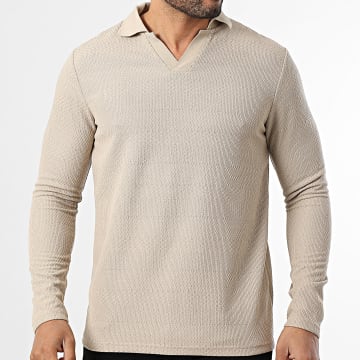 Frilivin - Polo Maniche Lunghe Testurizzato 553 Beige