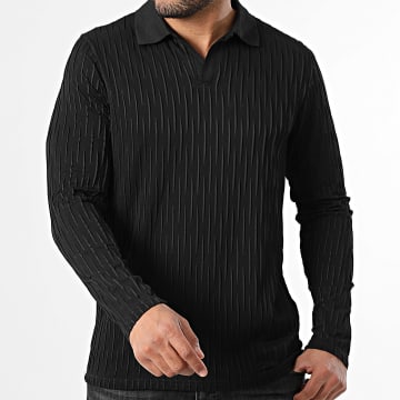 Frilivin - Polo Maniche Lunghe Testurizzato 561 Nero