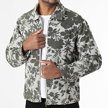 Frilivin - Chaqueta Con Cremallera 550 Beige Verde Caqui Floral