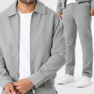 Frilivin - Conjunto Chaqueta Zippée y Pantalón L32 Gris Jaspeado