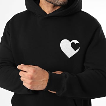 Frilivin - Sudadera con Capucha 49W Negro Blanco