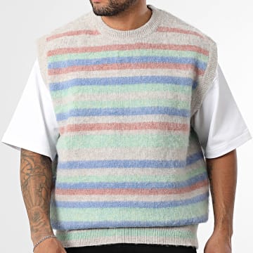 Frilivin - Jersey Sin Mangas A Rayas 422 Beige Rojo Verde Azul