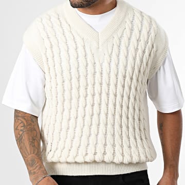 Frilivin - Jersey Sin Mangas de Puntos Calados 256 Beige Claro