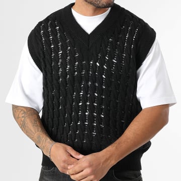 Classic Series - Sleeveless Textured Knit Sweater 256 Black - Ryses