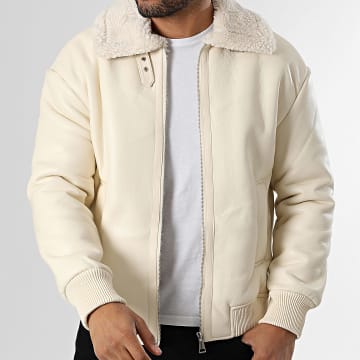 Frilivin - Giacca Similpelle Zip F99 Beige Chiaro