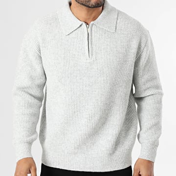 Classic Series - Zip Neck Sweater 004 Light Gray Melange
