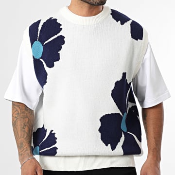 Classic Series - Camisola Sem Mangas 413 Branco Azul Marinho Floral