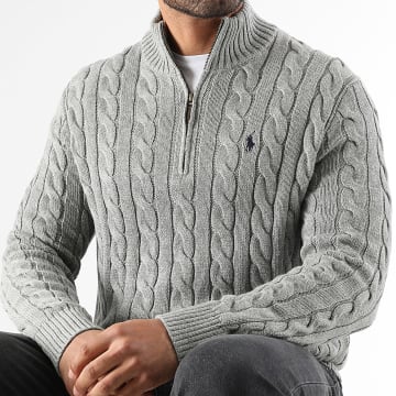 Polo Ralph Lauren - Pull Col Montant Zippé Original Player Gris