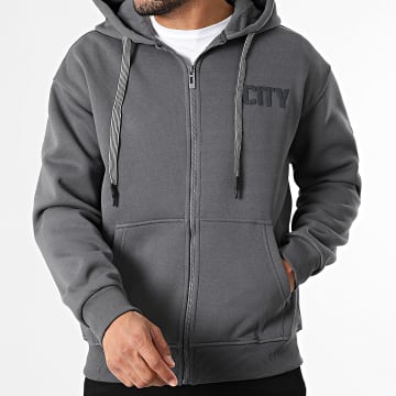 Uniplay - Sweat Capuche Zippé 521 Gris Anthracite