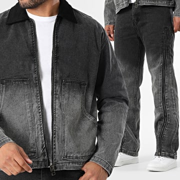 Uniplay - Set aus Jeansjacke mit Reißverschluss und Regular Fit Jeans 319 Schwarz Grau Farbverlauf