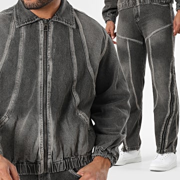 Uniplay - Conjunto Chaqueta Vaquera Con Cremallera Y Vaqueros Regular Fit Grises