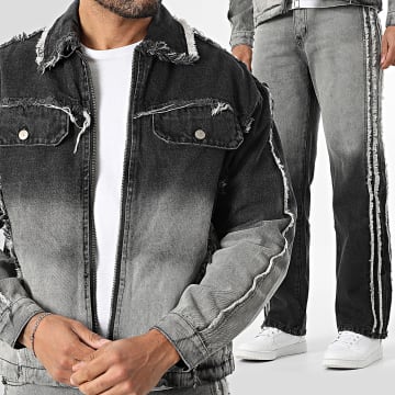Uniplay - Conjunto Chaqueta Vaquera con Cremallera y Vaquero Regular Fit 315 Gris Negro Degradado