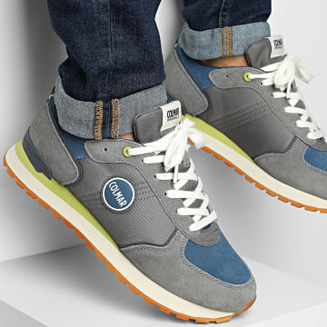 Colmar - Zapatillas Travis Block 049 Gris Denim Oscuro Verde Dorado