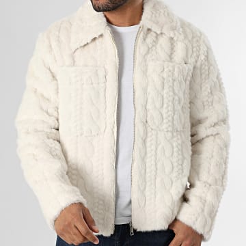 Frilivin - Chaqueta de Piel Sintética Zippée S38 Beige Claro