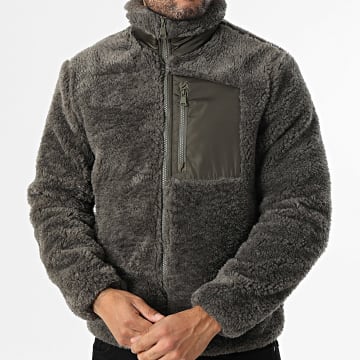 Frilivin - Chaqueta con Cremallera de Piel C24 Verde Caqui